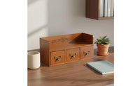3 Drawer Wooden Desktop Organizer Sturdy Construction 3-Drawer Wooden Organizer Vintage Desk Storage Box No Assembly Required