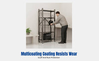 Foldable Iron Storage Rack, Multi-Tier Shelf with Casters, Helmet Organizer for Home, Office, Retail