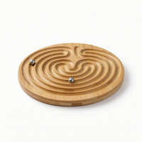 Bamboo Maze Ball Wooden Maze Toy with Metal Balls Labyrinth Puzzle Round Game Brain Teaser for Children, Desk, Office