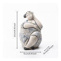 Female Figure Sculpture Handmade Female Figurine Seated Ceramic Figurine for Office Desk