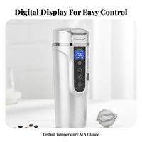 500 Ml Car Heating Cup 12V/24V Universal Electrical Potential Vehicle Electric Kettle Insulated Design Vehicle Mug for Parents, Road Trip, Office