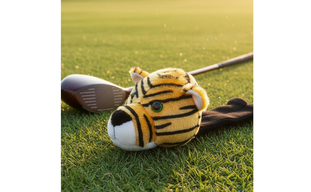 Stuffed Tiger Head Shaped Golf Headcover Cute Design Soft Golf Head Cover Anti-Shedding