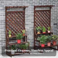 Weather-Resistant Tiered Planter Shelf with Trellis Rustic Finish Multi-Level Plant Stand Freestanding Flower Rack Ladder design for Gardeners, Homeowners, Florists, Balcony, Outdoor, Patio, Living Room