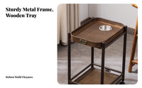 Built-in Ashtray Wheeled Snack Table with beverage holder Holders Multi-Tier Storage Household Furniture Slim contour Serving Trolley Phone opening for Smokers, residents, game enthusiasts, Game Room, Next to Sofa, Bedroom