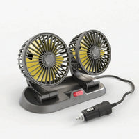 twoHead Car Fan Sturdy Dual Head Car Fan Wired Slim for Road Trippers, Trucks