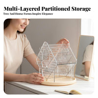 Space Saving Desktop Jewelry and Makeup Holder Large Capacity Multi-Compartment Cosmetic Rack Anti-Slip Base for Adults, Bathroom, Dorm Room