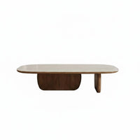 2 Pieces Minimalist Design Oval and Round Coffee Table Set Natural Texture Top Living Room Furniture Antique aesthetic Accent Tables Heat-Resistant for Apartment Dwellers, Interior Designers, Homeowners, Lounge Area, Home Office