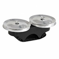 Two Jingling Discs Wooden Finger Tambourine Silver Metal Finger Tambourine Lightweight Hand Percussion Compact