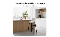 Nordic Design Bar Chair with Back Support Modern Minimalist Counter Stool Built-in Footrest Household Furniture Comfortable Seat for Adults, Homeowners, Business Owners, Kitchen, Restaurant, Reception Area, Dining Room