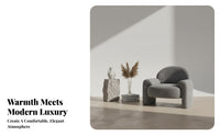 Modern Minimalist Design Upholstered Club Chair Soft Upholstery Rounded Accent Chair Luxurious Cushioning Single Sofa High-Density Foam Cushion for Decor Enthusiasts, Business Owners, Reception Area, Living Room, Bedroom, Reading Nook
