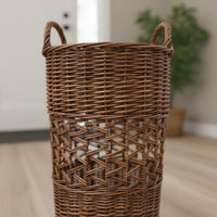 Tall Wicker Basket Built-in Handles Handwoven Basket Material