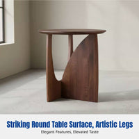 Wabi-Sabi Solid Wood Sofa Side Table, Vintage Minimalist Corner Table, Artistic Accent for Living Room, Bedroom, Balcony