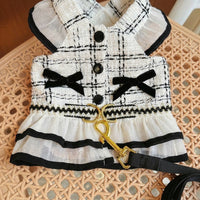 Dog Harness and Cat Harness Set with Leash, French Style Dog Clothes and French Style Cat Clothes, Spring Summer Puppy and Kitten Outing Outfit
