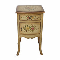 Hand-Painted Single-Drawer End Table Distressed Finish Nightstand Vintage design & decor Furniture Farmhouse Design for Interior Decorators, home dwellers, Renters, Bedroom, Living Room, Entryway, Small areas