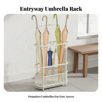 Freestanding Umbrella Rack Removable Water Tray Metal Umbrella Stand Holds Long & Short Parasols Large Capacity for Home, Lobby