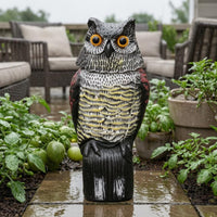 Textured Owl Garden Ornament Carved Texture Resin Owl Sculpture Realistic Animal Figurine Freestanding