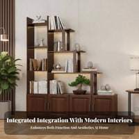 Multifunctional Entryway Cabinet with Display Case Chinese Design Staggered Shelf Room Divider Multi-Functional Partition Screen Freestanding for Homeowners, Apartment Dwellers, Office Managers, Bedroom