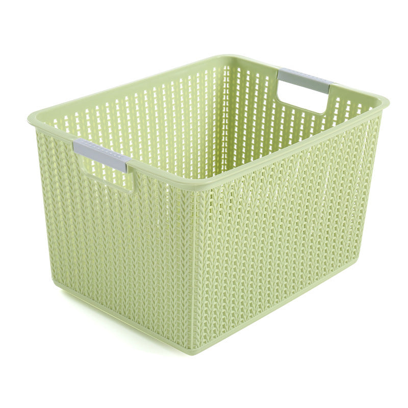 Woven Plastic Storage Basket with Hollow Design for Desktop, Kitchen, Snacks, and Bathroom