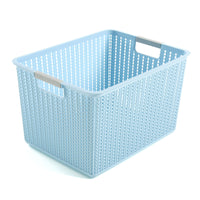 Woven Plastic Storage Basket with Hollow Design for Desktop, Kitchen, Snacks, and Bathroom