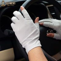 Unisex Summer Thin Cotton Sun Protection Driving Gloves with Palm Grips and Touchscreen Fingertips