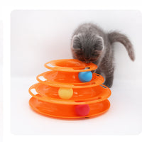 Interactive 3/4-Tier Cat Toy Tower with Rolling Balls - Pet Puzzle Play Disk for Cats