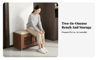 New Chinese design Upholstered Shoe Changing Stool durable Wood Frame Upholstered Shoe Rack Seat High Load Capacity Entrypath Bench Easy to Clean for Homeowners, Families, Adults, Foyer, Living Room, Bedroom, Closet
