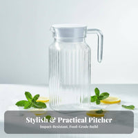 Octagonal Jug Food-Grade PC Striped Cold Water Pitcher Shatter-Resistant Pitcher with Lid for Hotels, Restaurants, Hotel, Home, Party