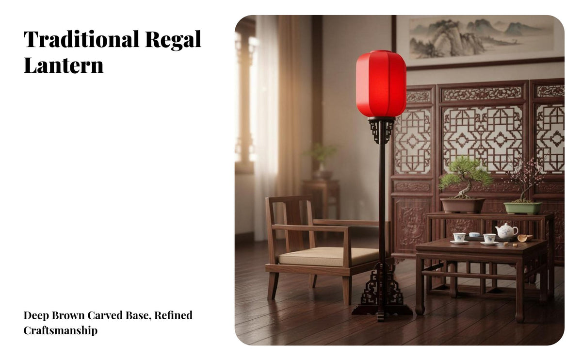 Hand-Painted Chinese Design Floor Lamp Classical Traditional Imperial Floor Light Vintage Design Solid Wood Standing Lantern Retro Look for Interior Designers, Business Owners, Living Room, Teahouse, Restaurant, Hotel Lobby