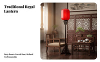 Hand-Painted Chinese Design Floor Lamp Classical Traditional Imperial Floor Light Vintage Design Solid Wood Standing Lantern Retro Look for Interior Designers, Business Owners, Living Room, Teahouse, Restaurant, Hotel Lobby
