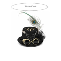Lightweight Top Hat with Feather Vintage Steampunk Top Hat for Cosplayers, Cosplay, Halloween