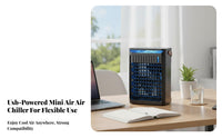 7 Color Night Light Desktop Air Cooler 3 Speed Settings Portable Air Cooler Fan Low Noise for Bedroom, Dorm Room, Camping