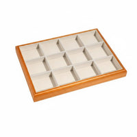 Solid Wood Frame Linen Band Holder Tray Scratch Protection Wooden Jewelry Display Tray for Dresser Top, Closet