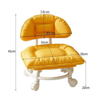Rolling Stool with Backrest Compact Mobile Chair with Cushion Stool with Backrest Low-Height Supportive for Children, Playroom