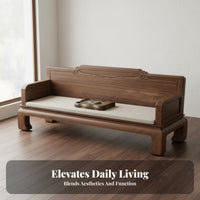 Solid Wood Arhat Bed Mortise and Tenon Joinery Walnut Arhat Couch Ergonomic Design New Chinese Design Daybed for Collectors, Adults, Reception Area
