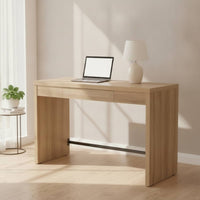 Computer Desk Minimalist Desk with Drawer Wood-Grain Study Table for Remote Workers, Students, Home Office, Bedroom