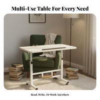 Multi-Functional Mobile Bedside Laptop Stand Space Saving Rolling Bedside Table On Wheels Adjustable C-Shaped End Table Stable Structure for Distant Workers, Professionals, Apartment Dwellers, Bedroom, Home Office, Dorm Room, Small Areas
