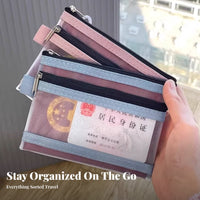 Portable Zippered Travel Pouch Lightweight Small Document Organizer Bag Compact Design for Students, Men, Business Trips, Airports, Vacation