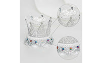 Faceted Crown Band Box Ornate Band Box with Clear Lid Compact Display Case with Clear Lid for Proposal, Wedding, Valentine's Day