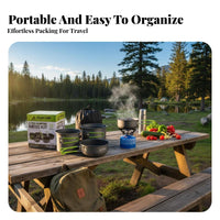 16 Pieces Lightweight Camping Cookware Set Long-Lasting Camping Pots and Pans Set Nesting Design for Backpackers, Families, Hiking