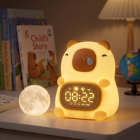 Tap Control Capybara Alarm Clock USB Rechargeable Alarm Clock with Night Light Cute Capybara Night Light Adorable for Children, Students, Bedside Table, Nursery, Desk