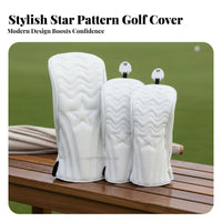Waterproof Star Pattern Golf Club Cover Rotatable Number Label Golf Wood Headcover Scratch Protection Driver Wood Cover Padded Lining for Golfers, Adults, Women, Outdoor, Driving Range