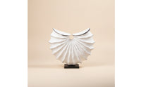 Textured Shell Sculpture Modern Sculpture with Base Abstract Ribbed Fan Statue Geometric for Interior Designers, Living Room, Entryway, Office Reception, Mantel