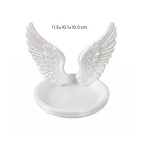Glossy Angel Wing Jewelry Tray Polished Molded Angel Wing Jewelry Dish Solid Look Winged Band Holder Multipurpose
