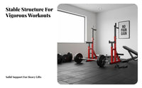 Heavy Duty Steel Construction Multi-Function Barbell Rack 500kg Load Capacity Adjustable Squat Rack Stable Design Adjustable Bench Press Stand Non-Slip Feet for Weightlifters, Bodybuilders