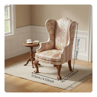 1:6 Scale Armchair Handmade Dollhouse Wingback Chair Detail Miniature Floral Textile for Diorama