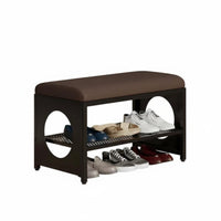 Vintage design paddinged Bench with Shoe Shelves long-lasting Metal Frame Upholstered Shoe Changing Rack Multi-Tier Storage Hallway Seat High-Resilience Sponge for Apartment Dwellers, Families, Homeowners, Entryway, Living Room, Mudroom, Bedroom