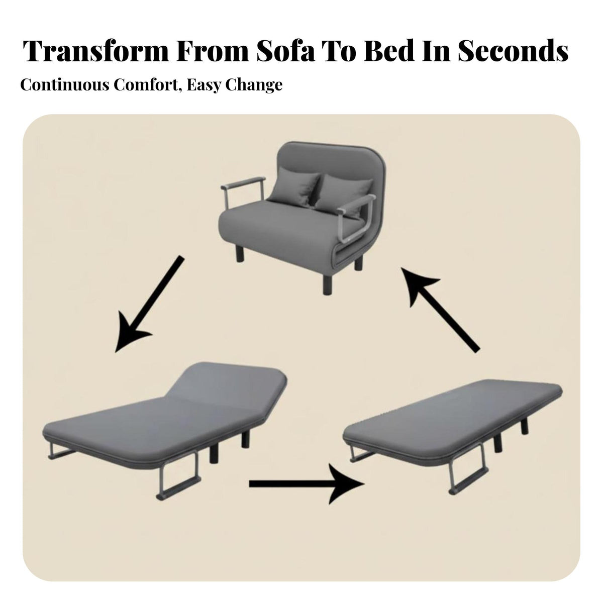 Foldable Design Single Fold-unfold Bed Space-Saving Sleeper Sofa Multi-Functional transformable Seating sturdy Construction for Apartment Dwellers, Homeowners, Office Workers, Small Spaces, Living Room, Bedroom