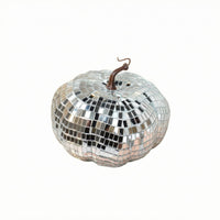 Mirrored Pumpkin Ornament Silver Mosaic Pumpkin Glass Look for Photo Props
