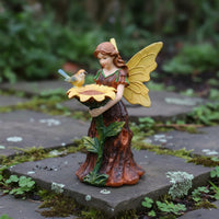 Garden Nymph Ornament Bird Companion Fairy Figurine Miniature Home Decor for Garden