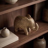 Abstract Elephant Figurine Ribbed Elephant Ornament Textured Decor Modern for Homeowners, Art Collectors, Living Room, Entryway, Bookshelf, Office Desk
